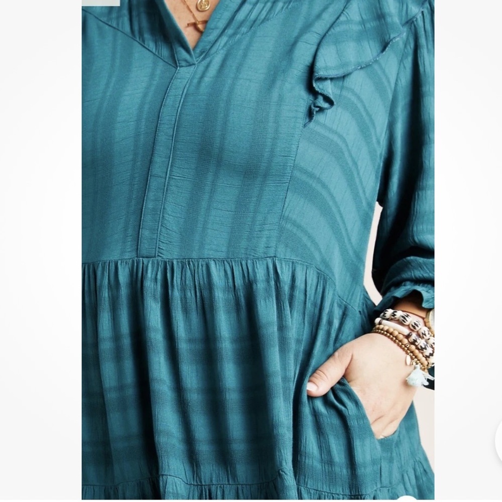 Anthropologie Amadi Rossi embossed ruffle shift dress - Picture 5 of 11